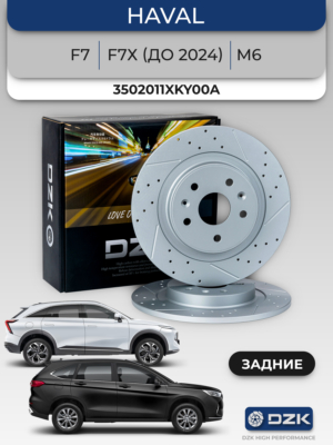 Haval F7/F7х (до 2024)/M6 PLUS. Задние перфорированные/слотированные томозные диски. 3502011XKY00A